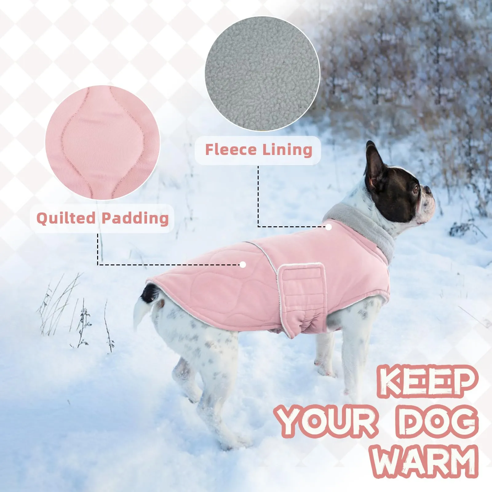 Hjumarayan Cappotto invernale per cani imbottito con apertura per imbracatura, caldo cappotto invernale per cani di taglia grande, per labrador e pastore (rosa, 3XL) - immagine 6