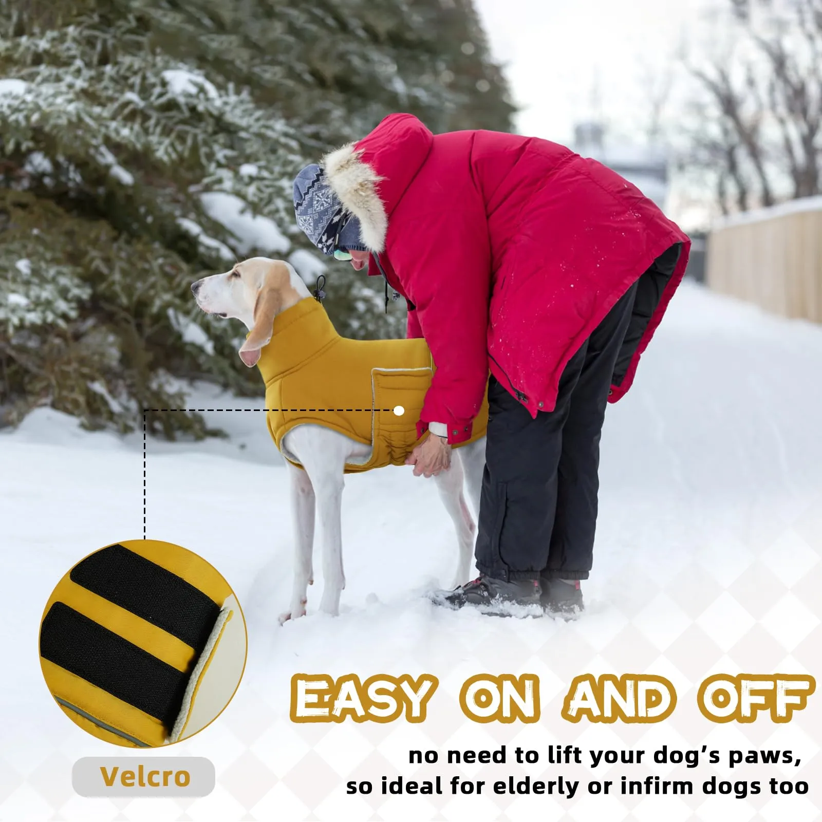 Hjumarayan Cappotto invernale per cani, foderato in pile, caldo, con foro per imbracatura, riflettente, trapuntato, impermeabile, per cani di piccola taglia, maltese, Shih Tzu (giallo, S) - immagine 4
