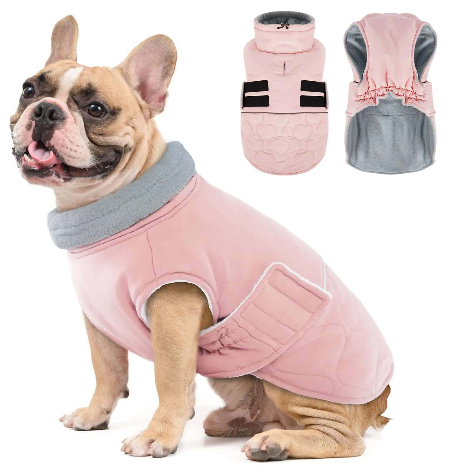 Hjumarayan Cappotto invernale per cani, giacca imbottita con apertura per imbracatura, caldo cappotto invernale per cani, abbigliamento per cani per Corgi e Cocker Spaniel (rosa, L) - immagine 1