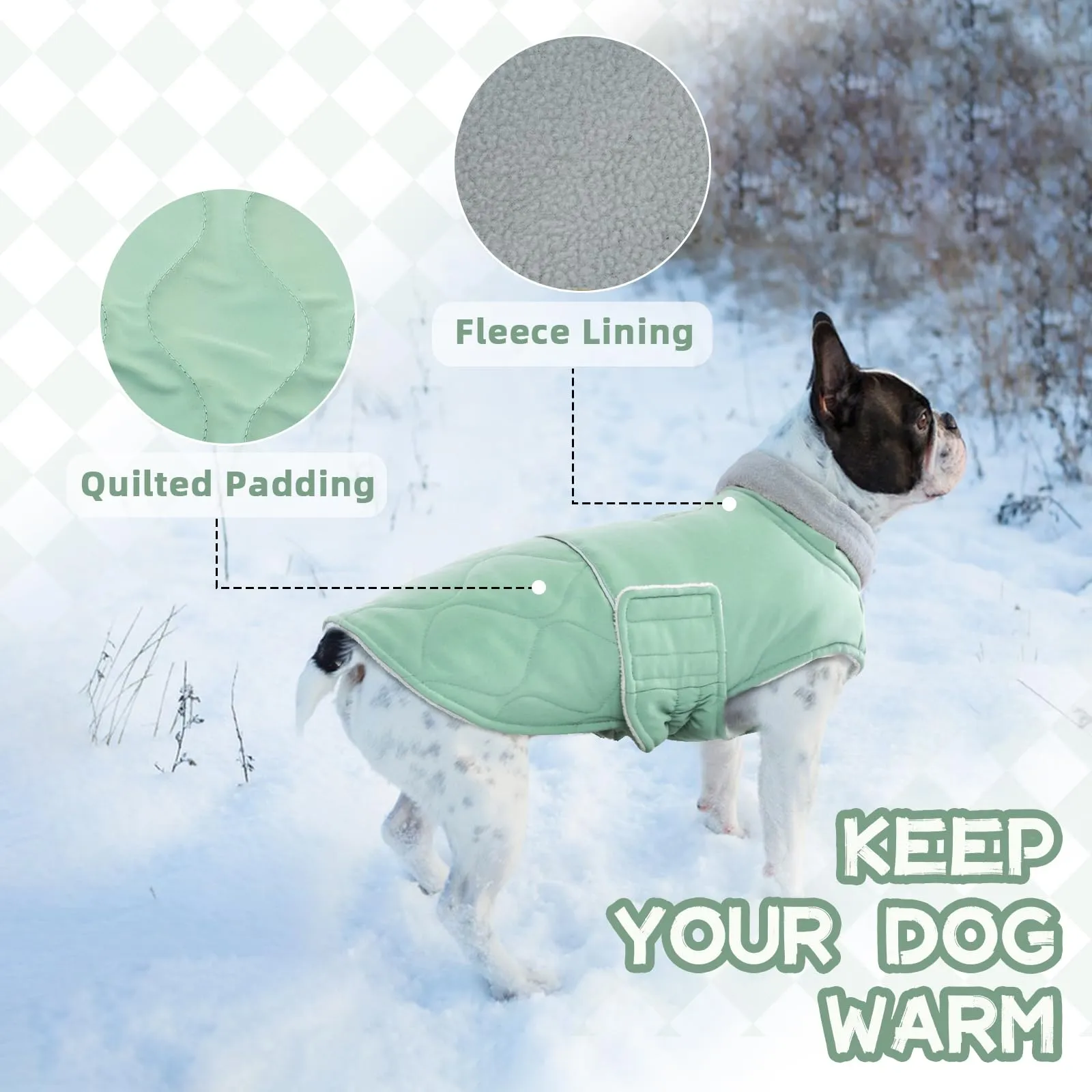Hjumarayan Cappotto invernale per cani, giacca calda con fodera in pile con foro per il guinzaglio, cappotto trapuntato riflettente e resistente all'acqua per cani piccoli, maltesi - immagine 6