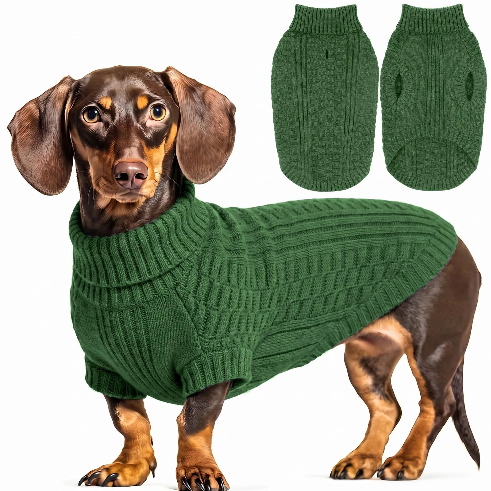 CITÉTOILE Maglione in Lana per Cani e Gatti Per Il Freddo Verde L - immagine 1