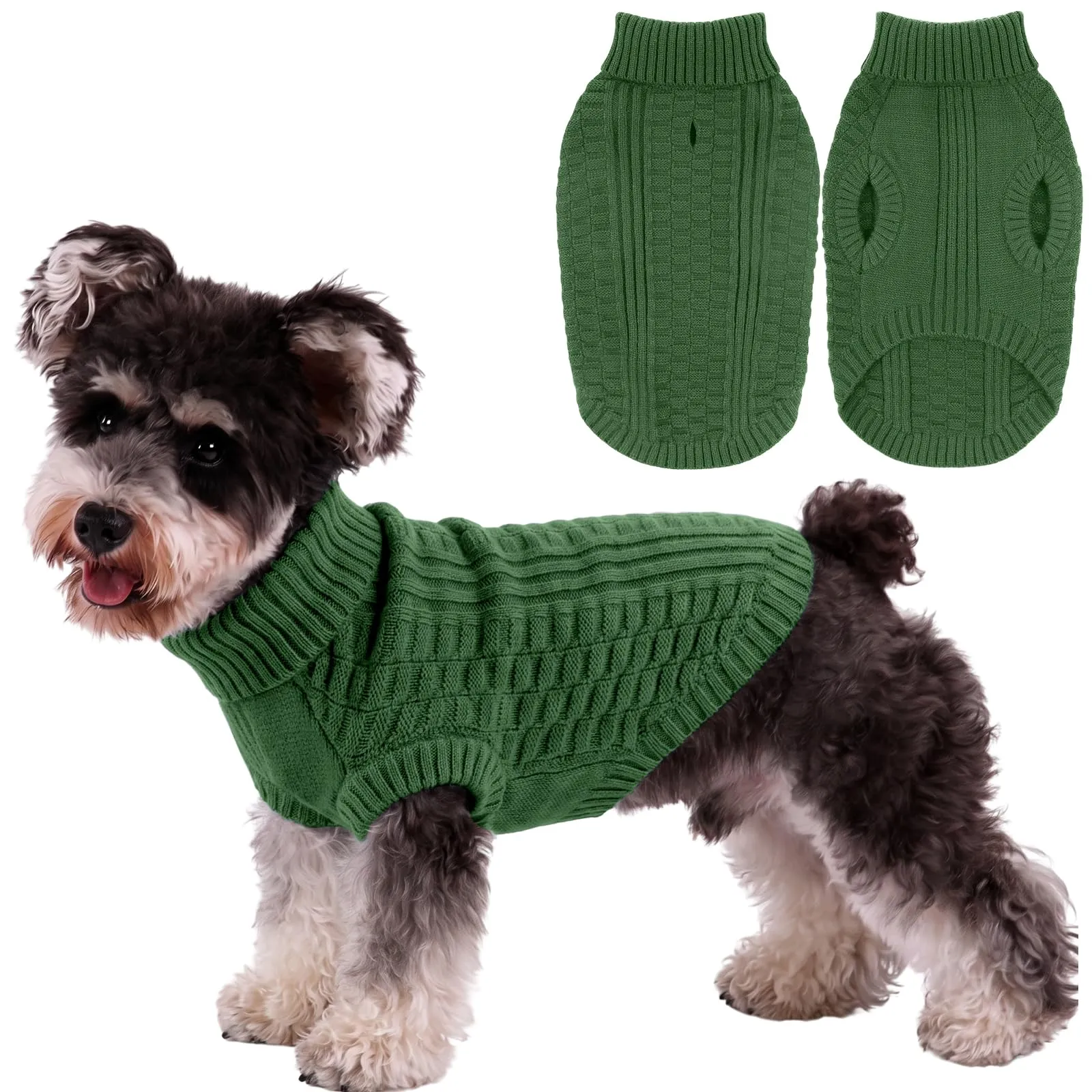 CITÉTOILE Maglione in Lana per Cani e Gatti Per Il Freddo Verde XS - immagine 1