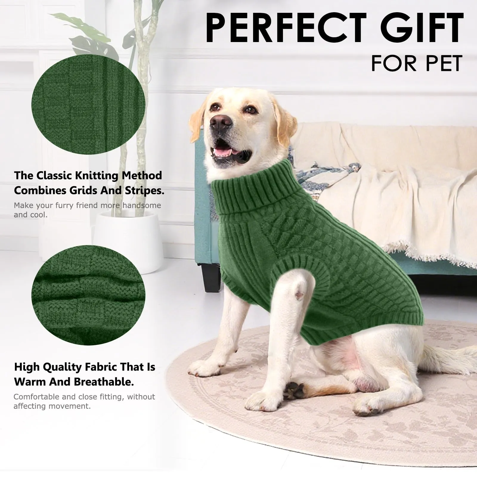 CITÉTOILE Maglione in Lana per Cani e Gatti Per Il Freddo Verde S - immagine 3