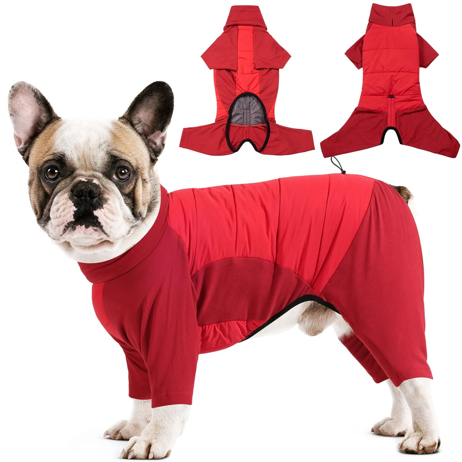 Dotoner Cappotto per Cane a 4 Zampe, Giacca Antivento Invernale con Materiale Elastico, Body Caldo con Passante per Guinzaglio, Pigiama Cani di Taglia Piccola Media e Grande - immagine 1
