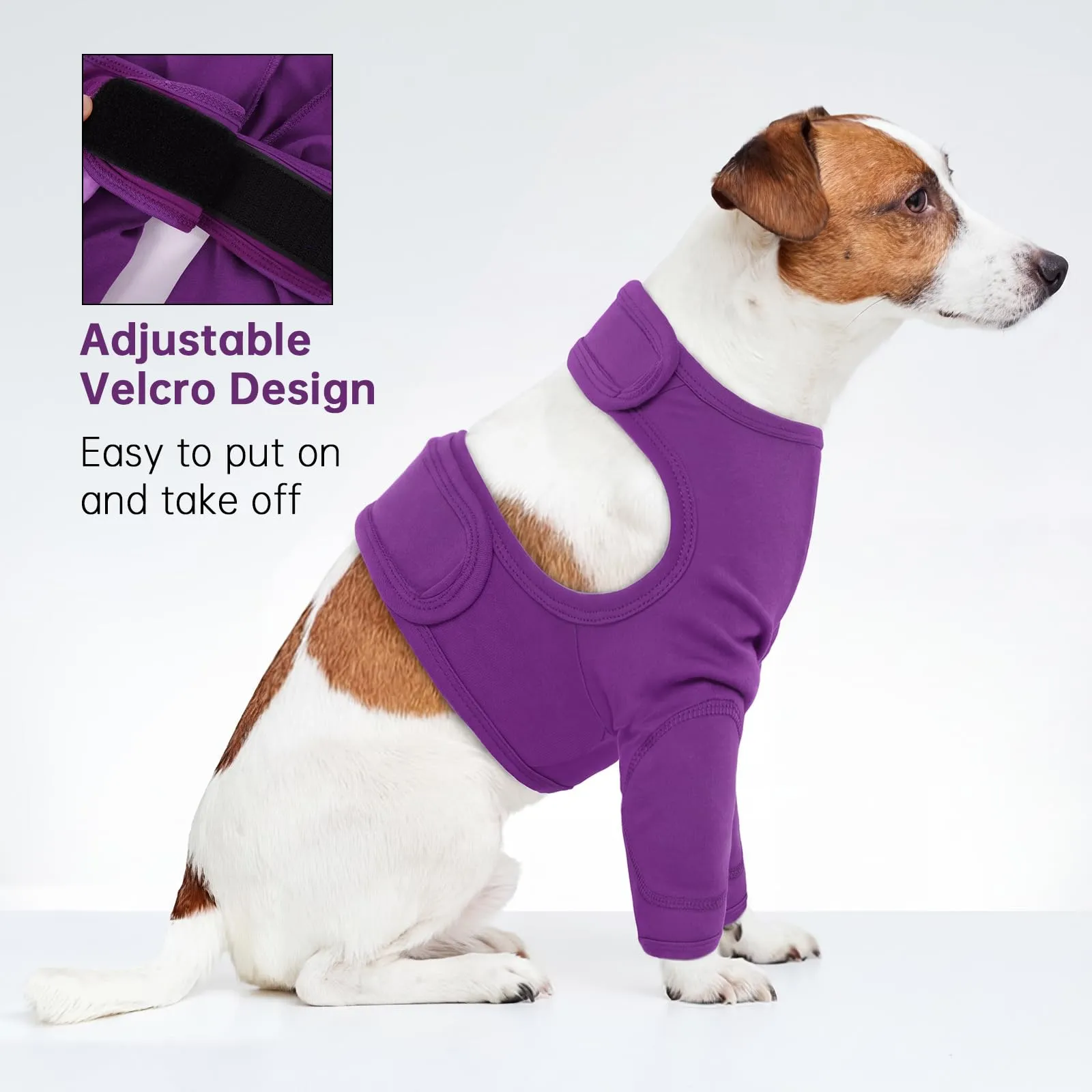 Coudière per cane, ginocchiera anteriore per cane, bendaggio articolare per la zampa anteriore, impedisce all'animale domestico di sfuggire alla zampa ferita (viola scuro, 2XL) - immagine 7