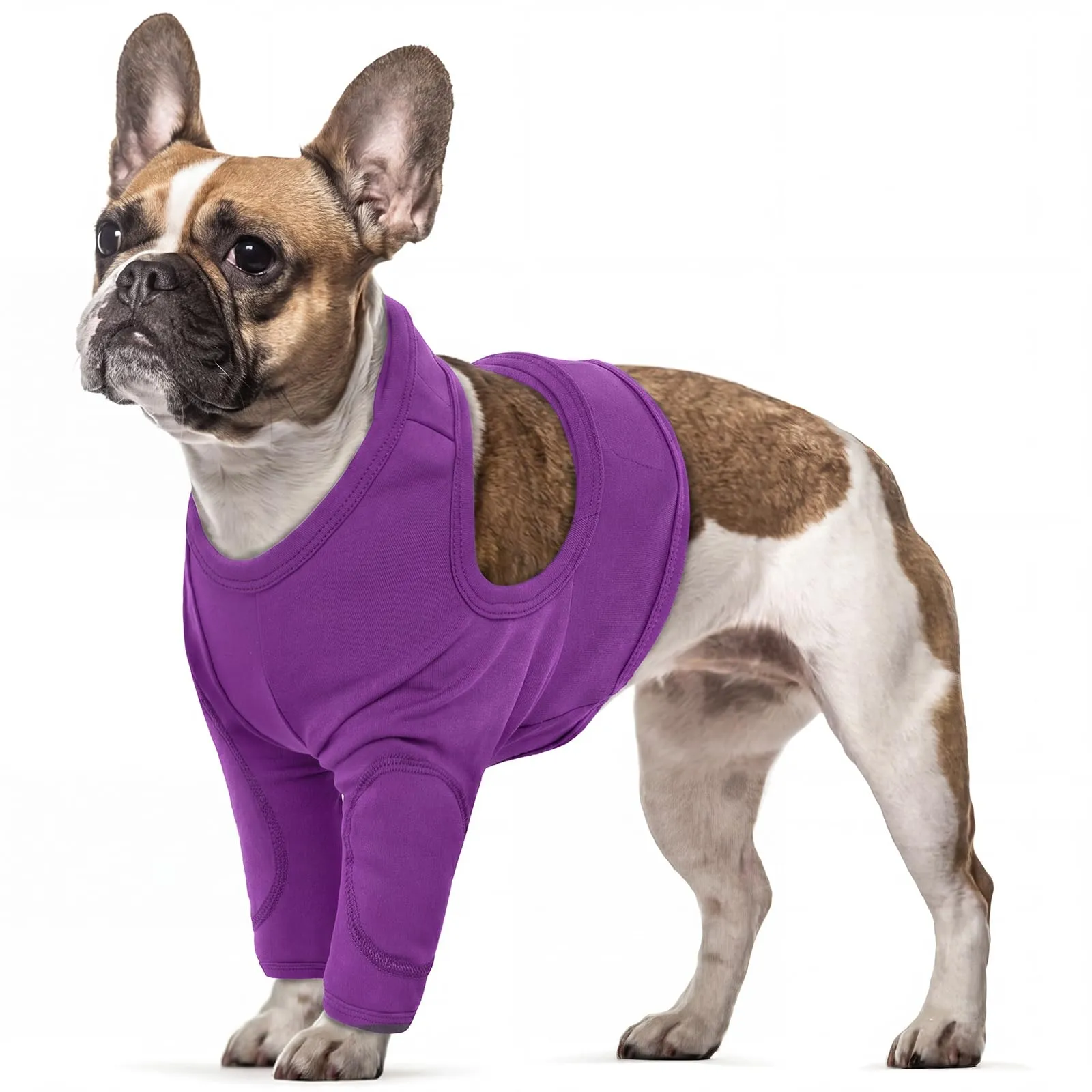 Protezione contro le fughe per le zampe anteriori del cane, body a maniche lunghe solo per evitare che il vostro animale domestico fugga dalle cuciture dopo un'operazione al gomito, viola scuro - immagine 1