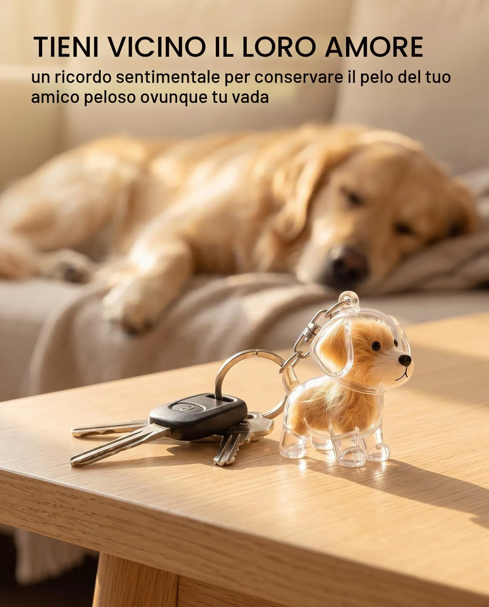 GONZTEL 2 Portachiavi per Peli di Cane in Plastica, Capsula Chiara per Conservazione Sicura, Strumento Raccolta Pelo Rapido, Regalo Emotivo Ricordo Animale Domestico - immagine 2