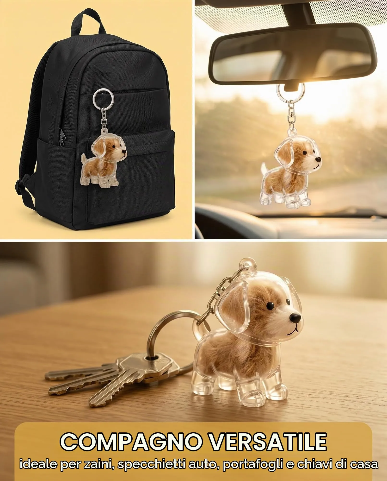 GONZTEL 2 Portachiavi per Peli di Cane in Plastica, Capsula Chiara per Conservazione Sicura, Strumento Raccolta Pelo Rapido, Regalo Emotivo Ricordo Animale Domestico - immagine 4