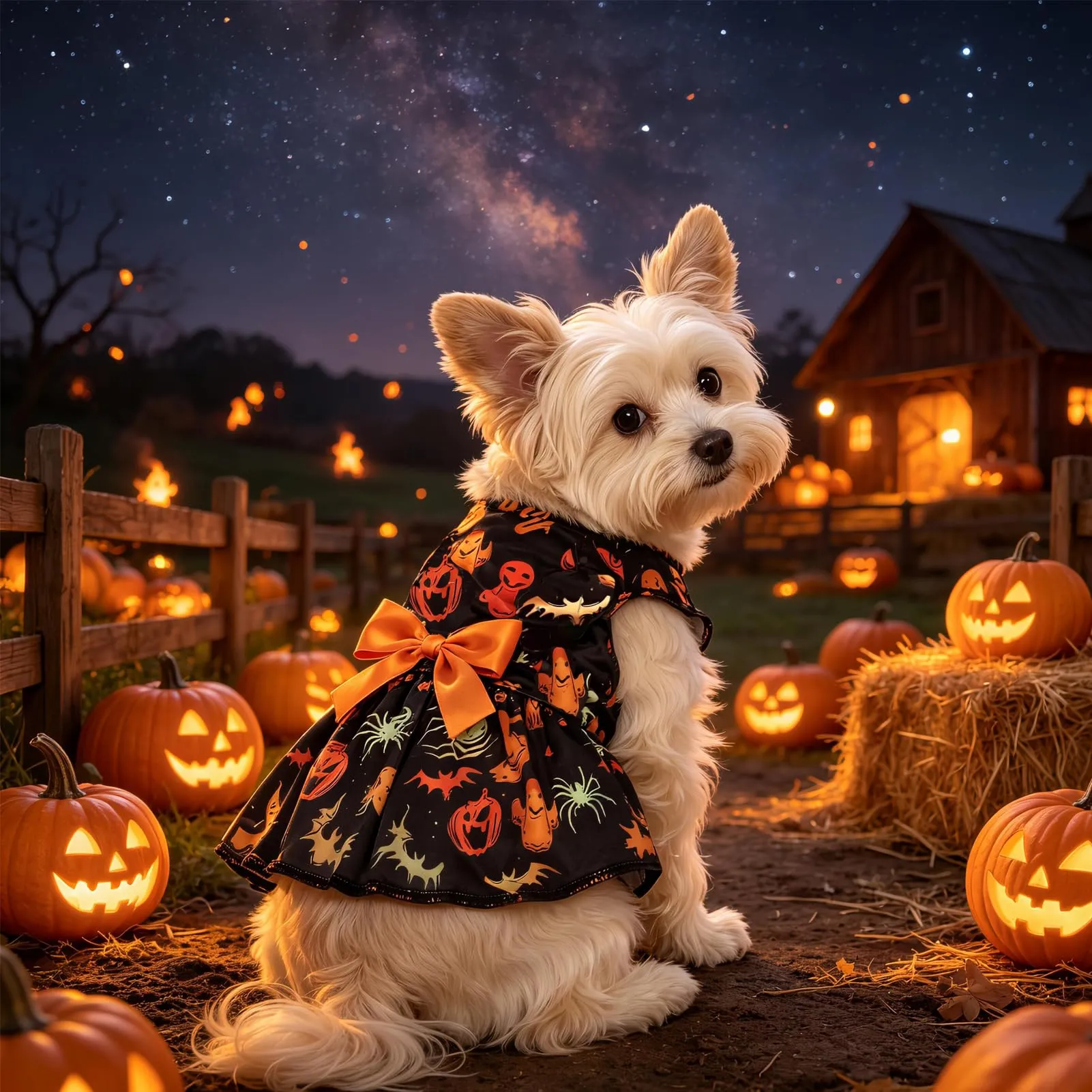 Pwsap Cane Gatto Costume Halloween Vestito Zucca Fantasma Pipistrello, M - immagine 2