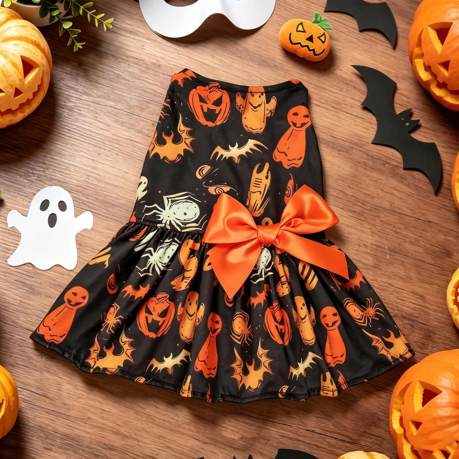 Pwsap Cane Gatto Costume Halloween Vestito Zucca Fantasma Pipistrello, M - immagine 4