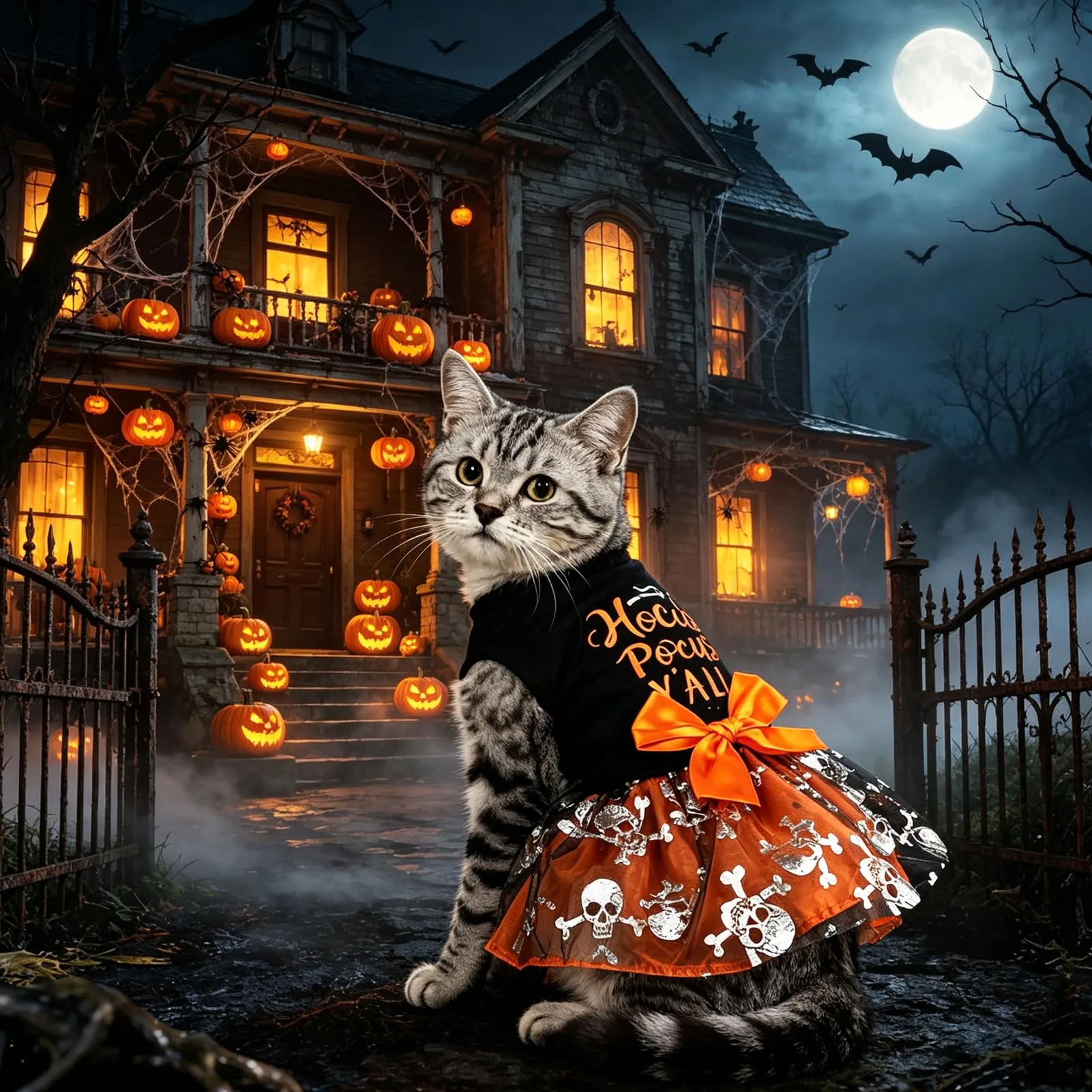 Pwsap Cane Gatto Costume Halloween Teschio Gonna di Tulle Tutu Abito, M - immagine 4