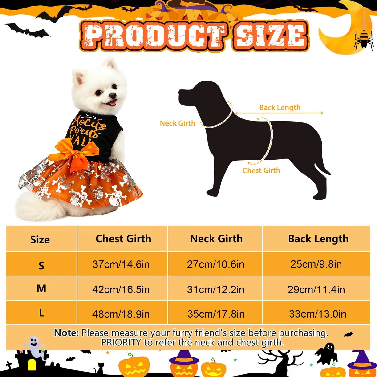Pwsap Cane Gatto Costume Halloween Teschio Gonna di Tulle Tutu Abito, M - immagine 6