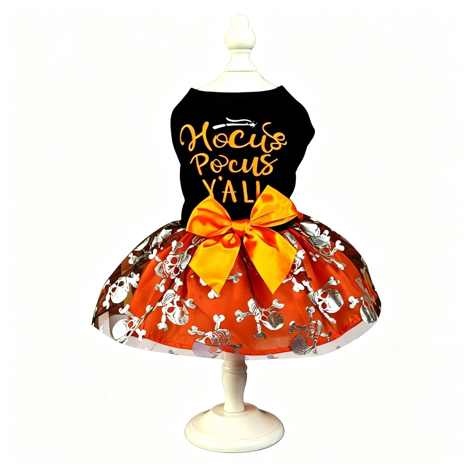 Pwsap Cane Gatto Costume Halloween Teschio Gonna di Tulle Tutu Abito, M - immagine 7