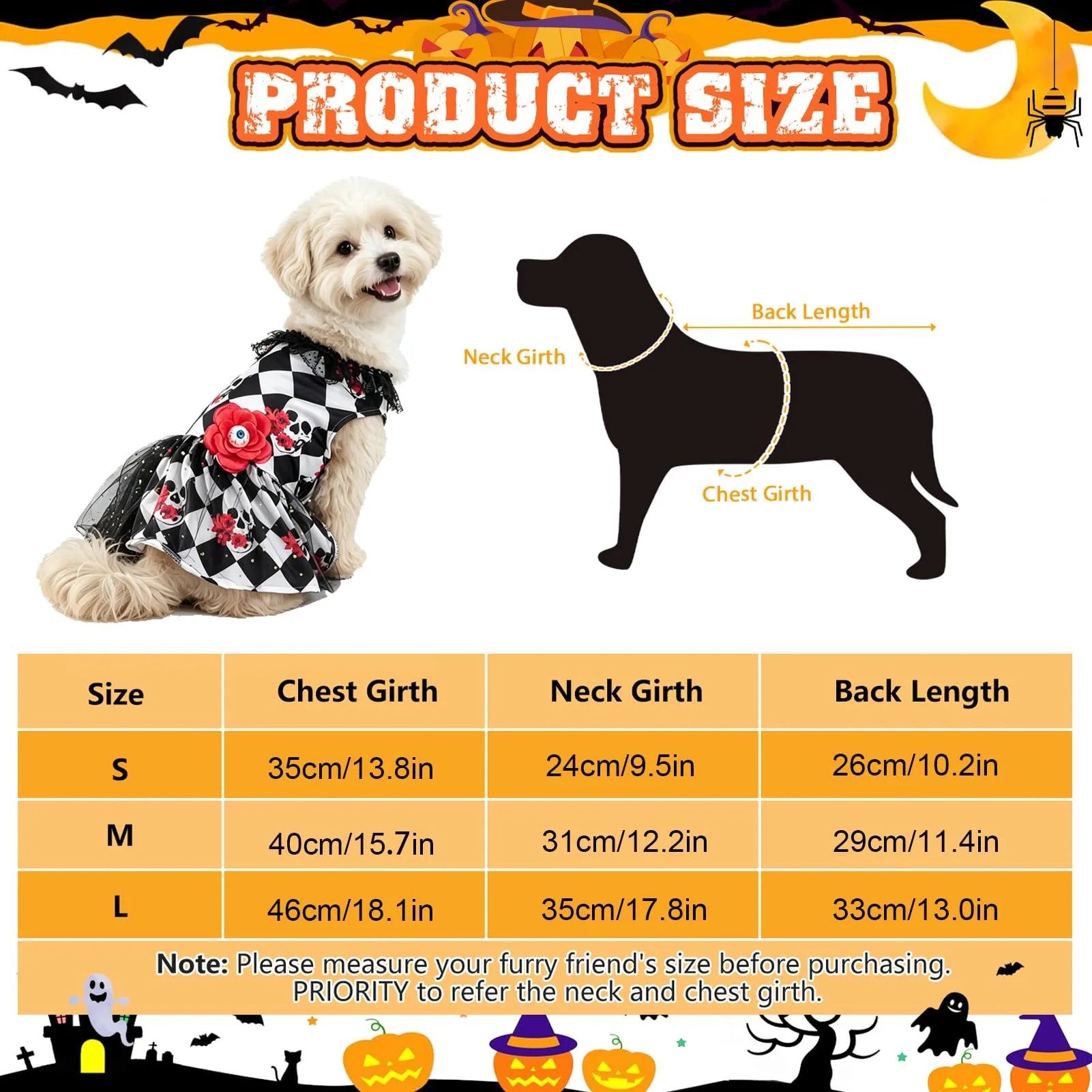 Pwsap Cane Gatto Costume Halloween, Teschio Rosa Gonna Tulle Tutu Abito, M - immagine 7
