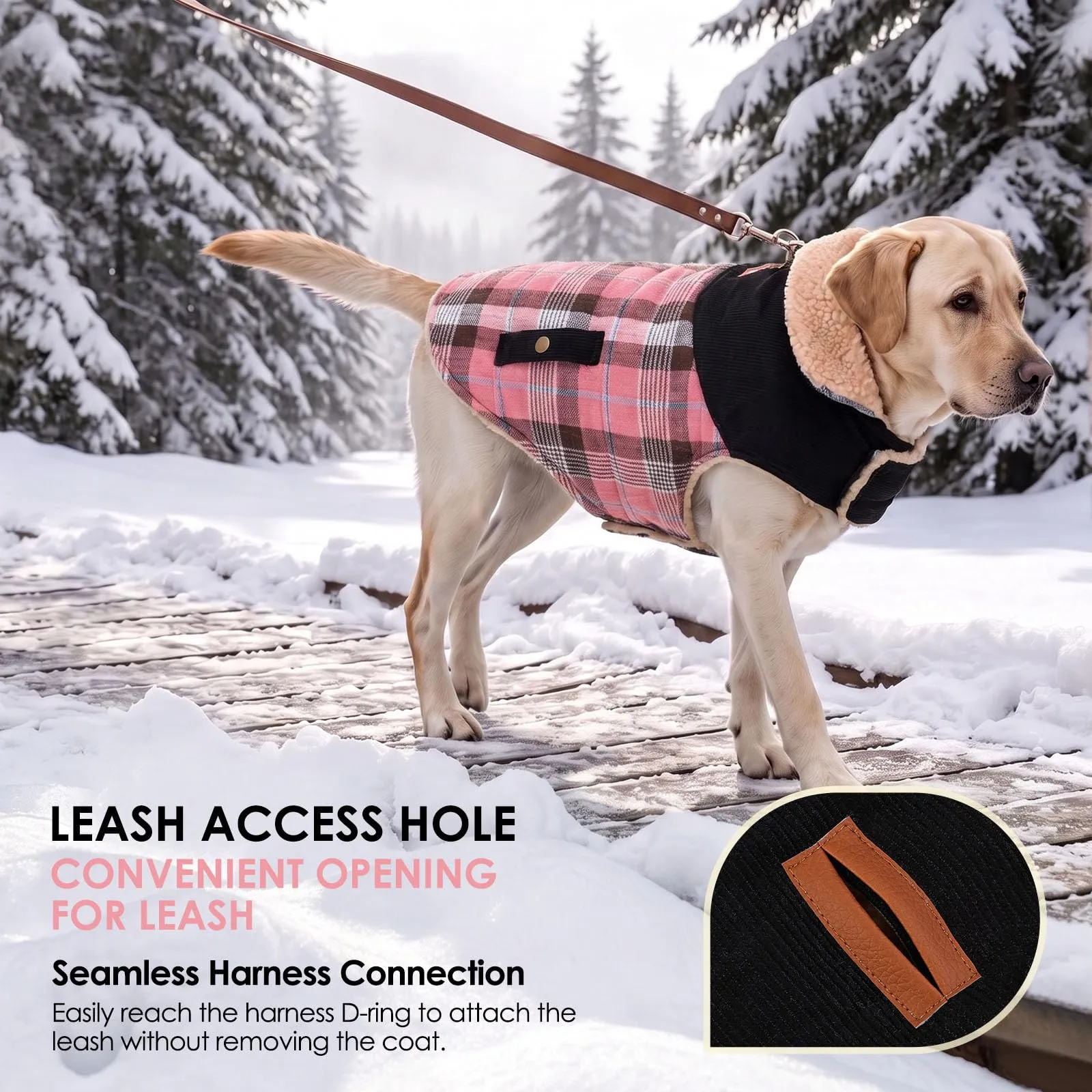 CITÉTOILE Cappotto Invernale per Cani in Lana Spessa Rosa XL - immagine 4