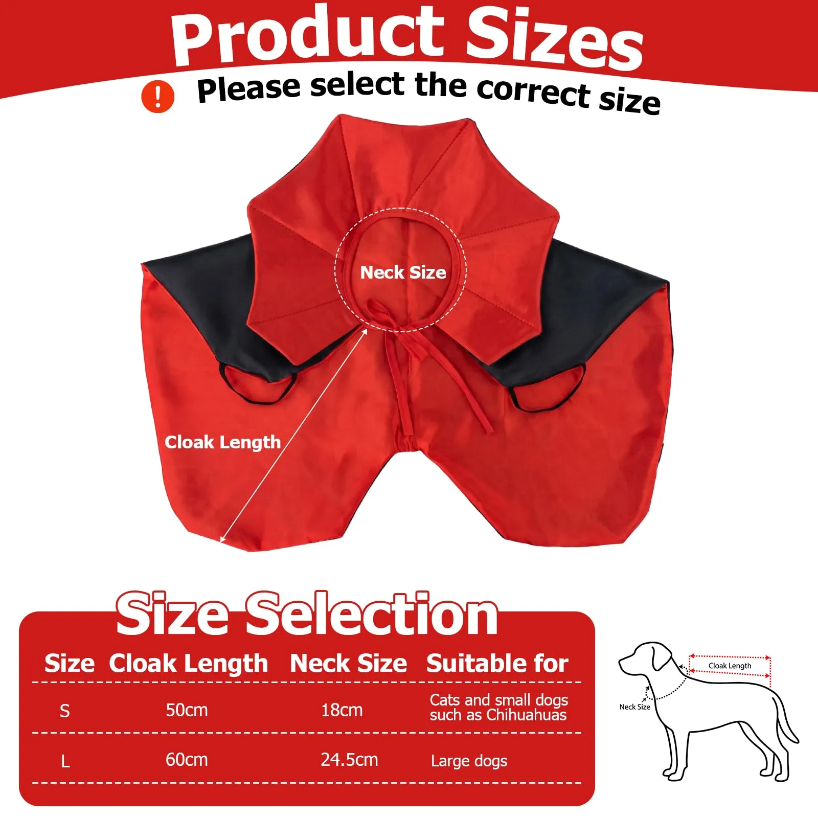QEEYON Mantello da Vampiro - Costume di Halloween per Cani e Gatti, S - immagine 2