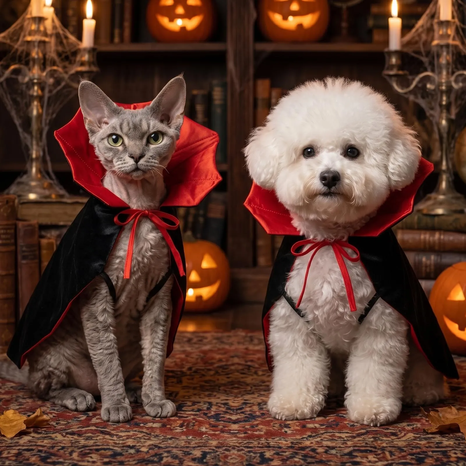 QEEYON Mantello da Vampiro - Costume di Halloween per Cani e Gatti, S - immagine 5