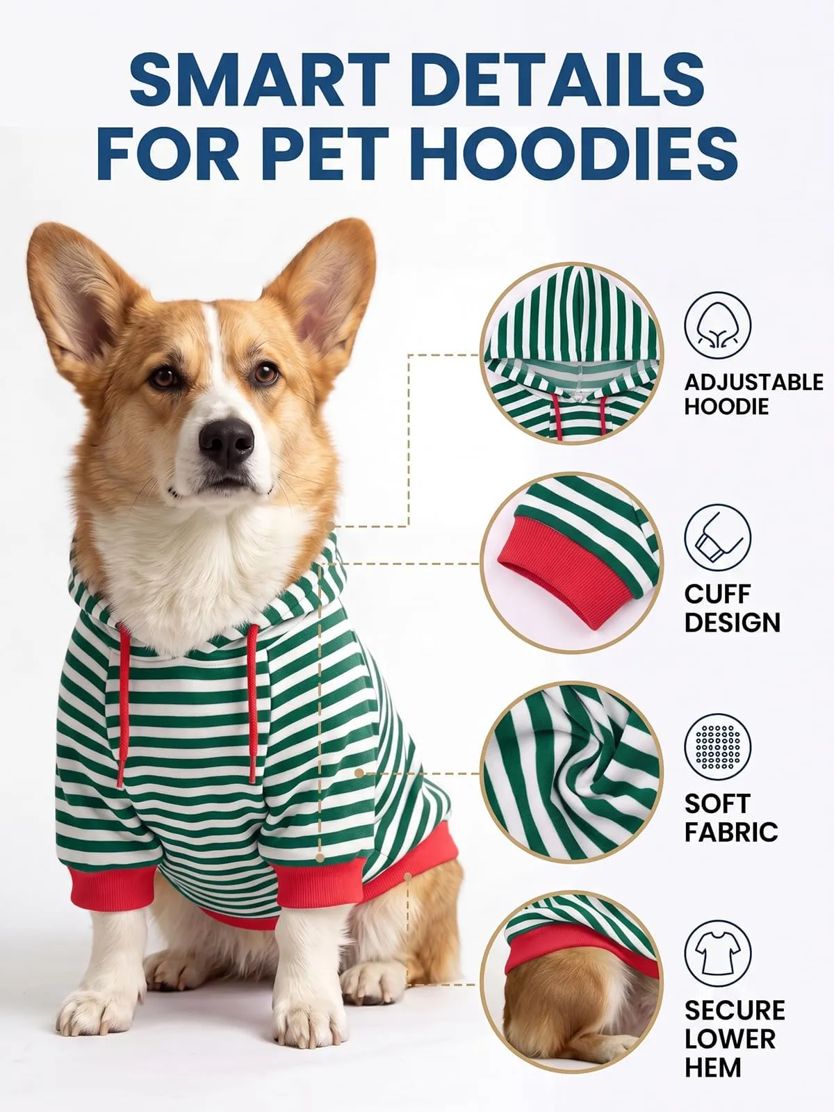 Haloumoning Felpa con Cappuccio per Cani, Verde, Medium - immagine 3