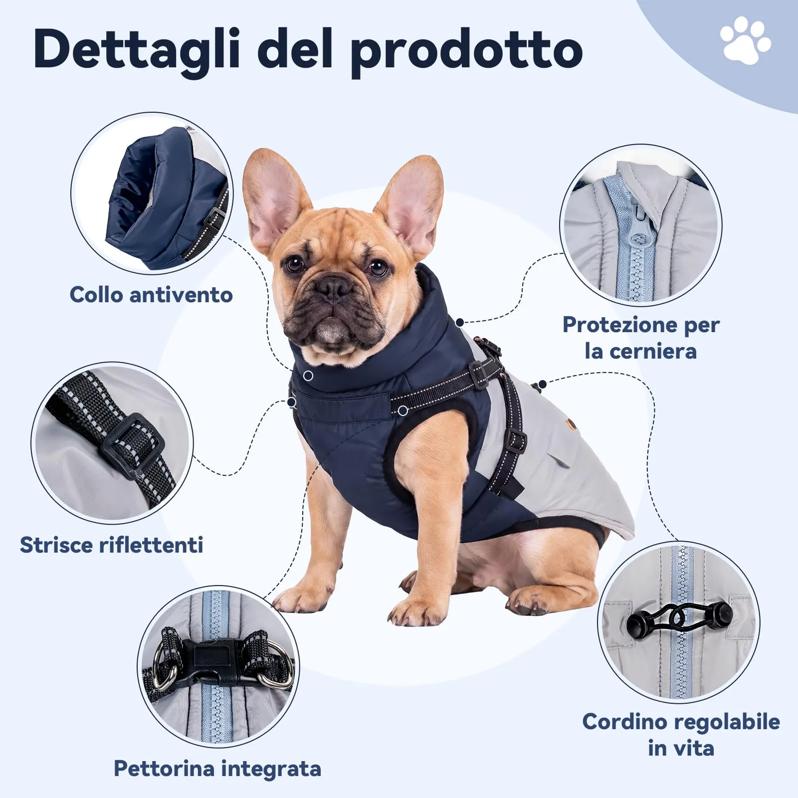 FEimaX Cappotto Invernale per Cani con Pettorina Giacca Antivento Caldo - immagine 6