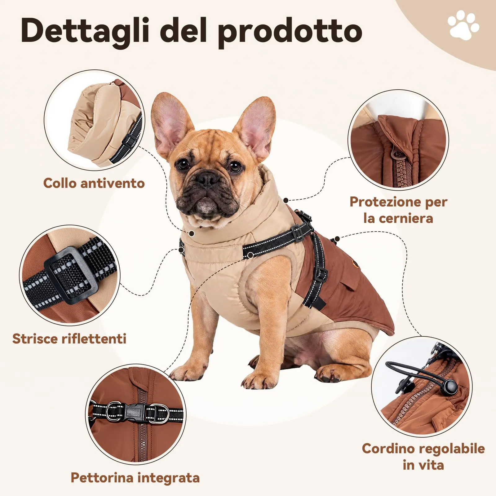 FEimaX Cappotto Invernale per Cani con Pettorina Giacca Antivento Caldo - immagine 6