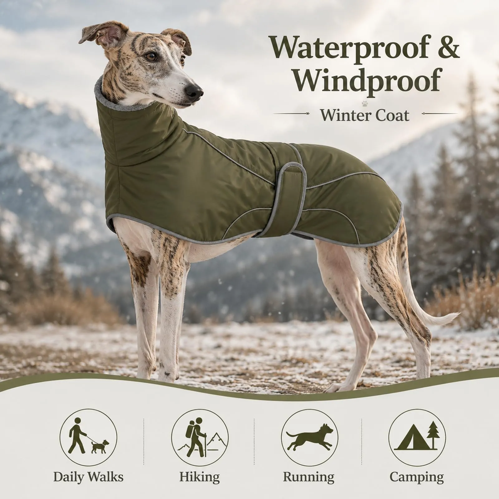 Greyhound Coat Geyecete - Cappotto impermeabile per cani, collo alto, per - immagine 3