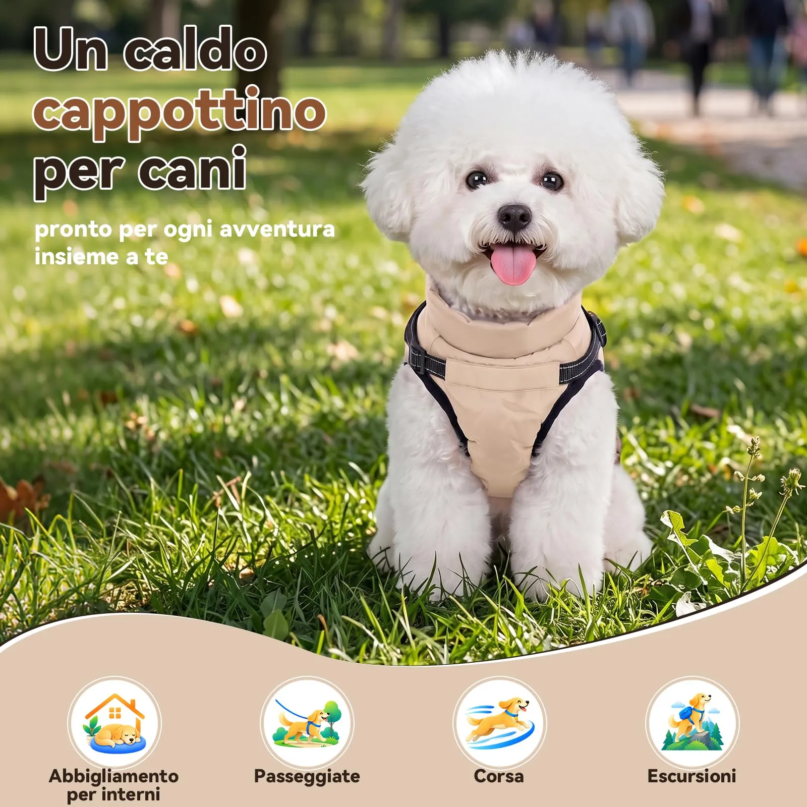 FEimaX Cappotto Invernale per Cani con Pettorina Giacca Antivento Caldo - immagine 7