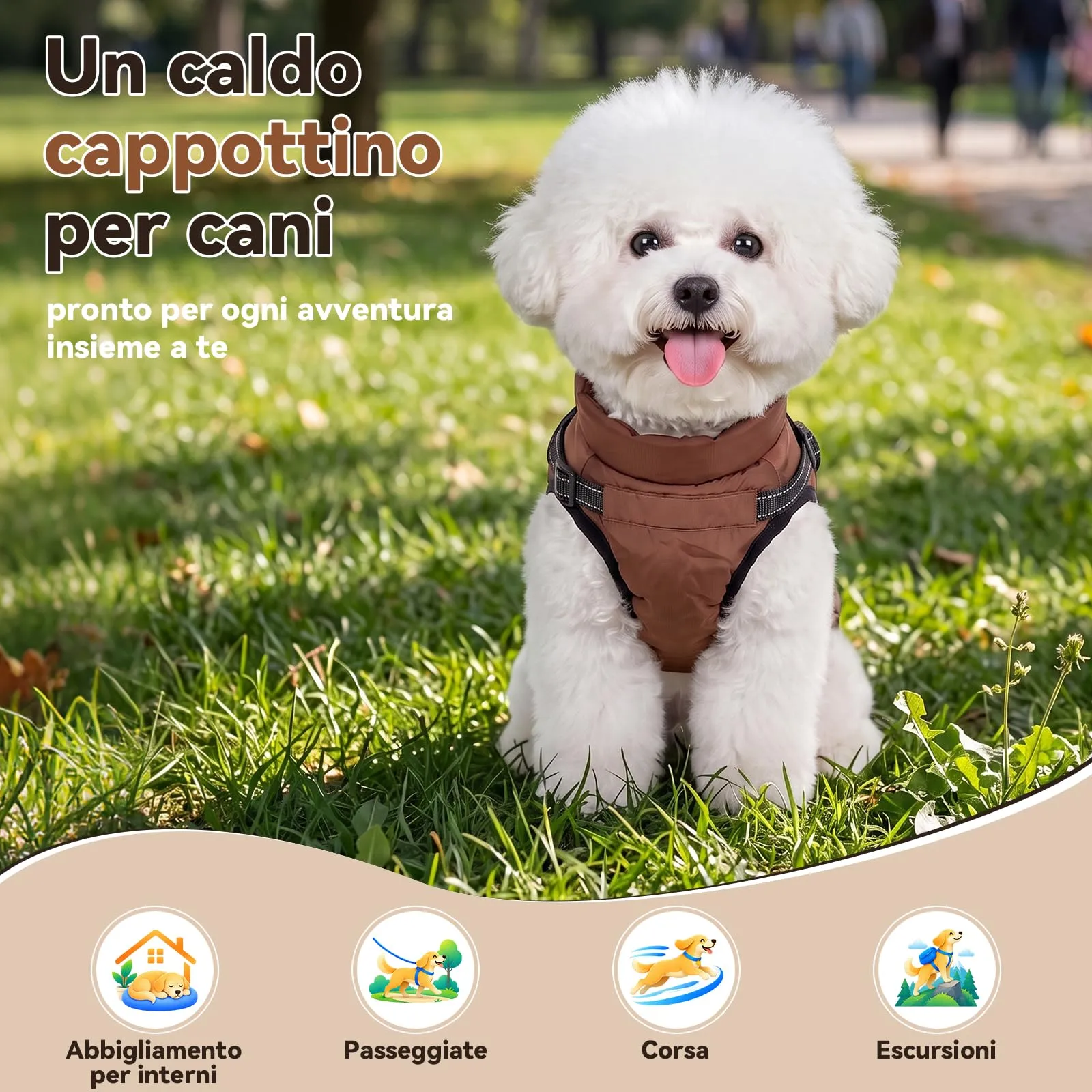 FEimaX Cappotto Invernale per Cani con Pettorina Giacca Antivento Caldo - immagine 7