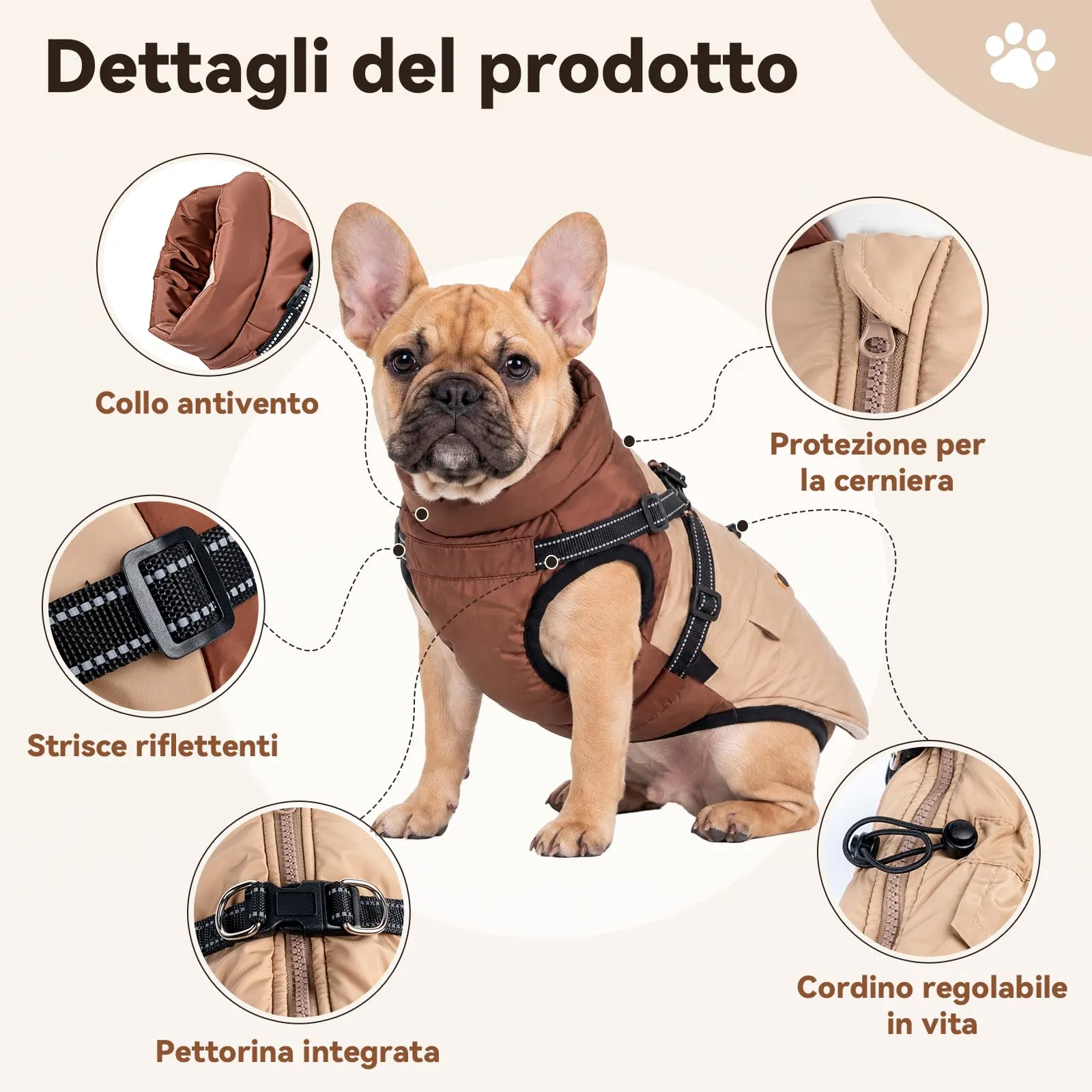 FEimaX Cappotto Invernale per Cani con Pettorina Giacca Antivento Caldo - immagine 6