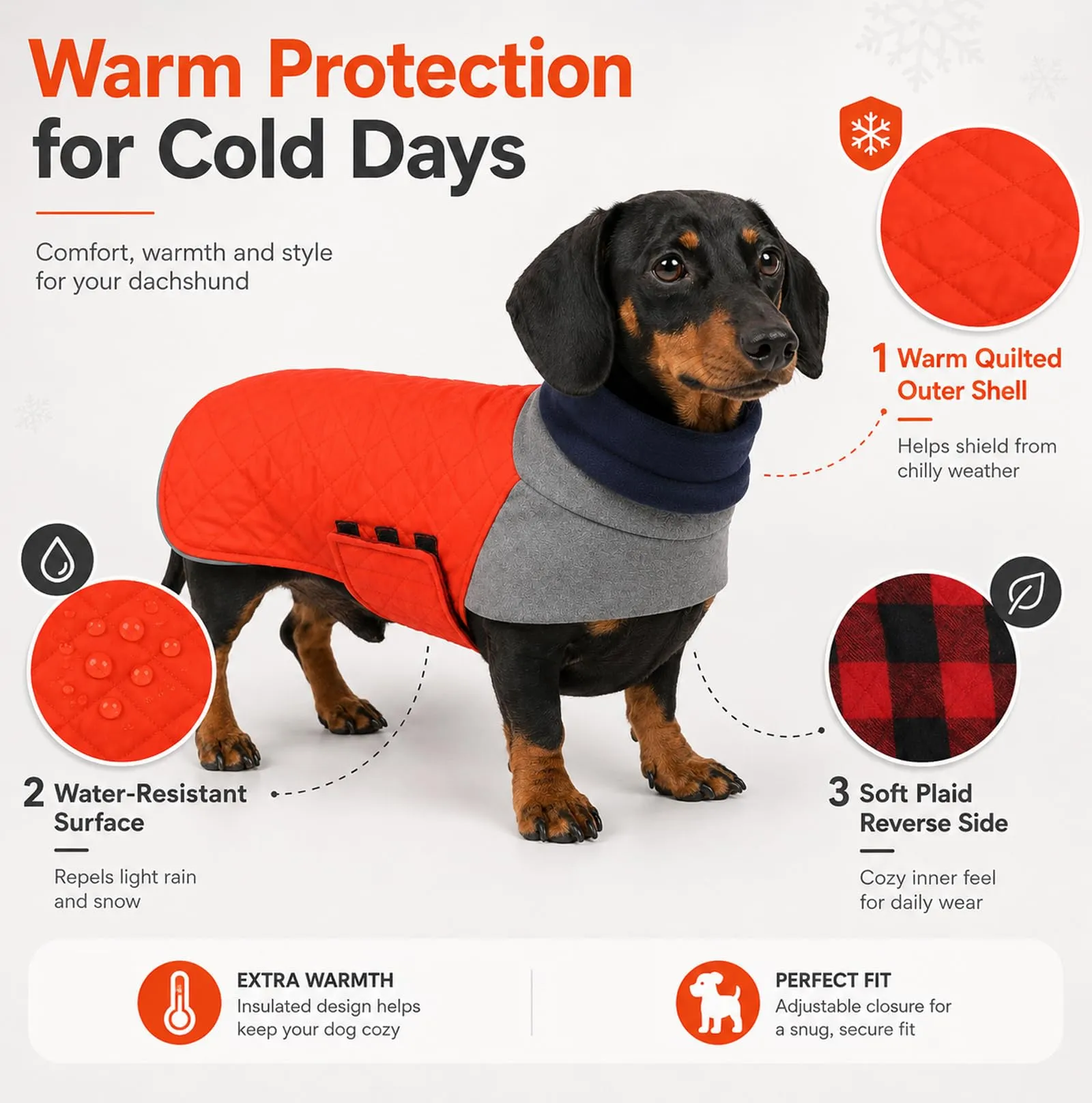 Geyecete Cappotto invernale trapuntato e antivento per cani - immagine 2