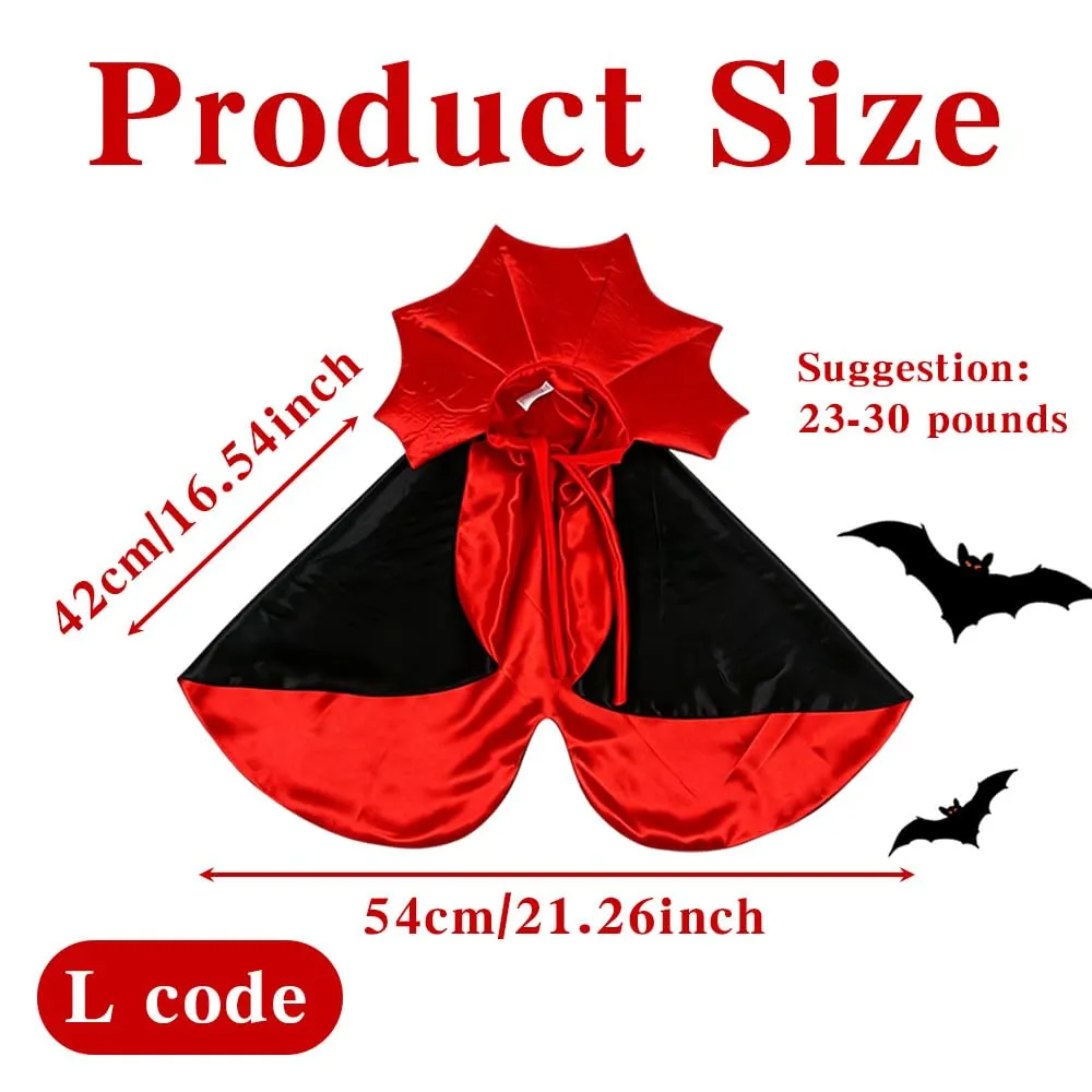 Costume Halloween Mantello Vampiro per Animali, Mantello Diavolo Cane Collo Alto, Vestito Poliestere per Animali Grandi Festa Halloween Cosplay - immagine 3
