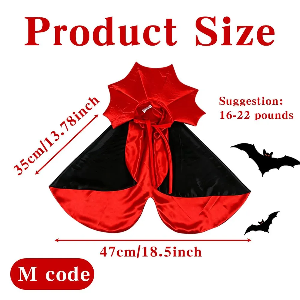 Costume Halloween Mantello Vampiro per Animali, Mantello Diavolo Cane Gatto Collo Alto, Vestito Poliestere per Animali Medi Festa Halloween Cosplay - immagine 2