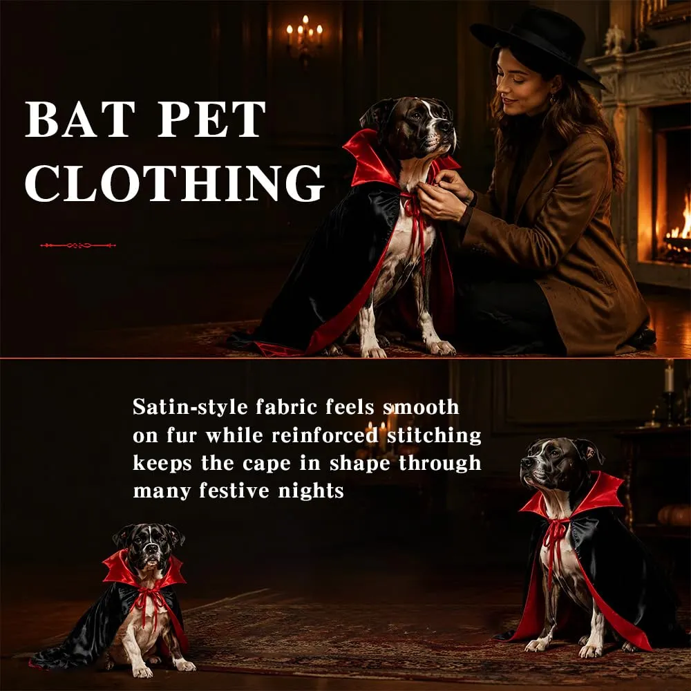 Costume Halloween Mantello Vampiro per Animali, Mantello Diavolo Cane Gatto Collo Alto, Vestito Poliestere per Animali Medi Festa Halloween Cosplay - immagine 5