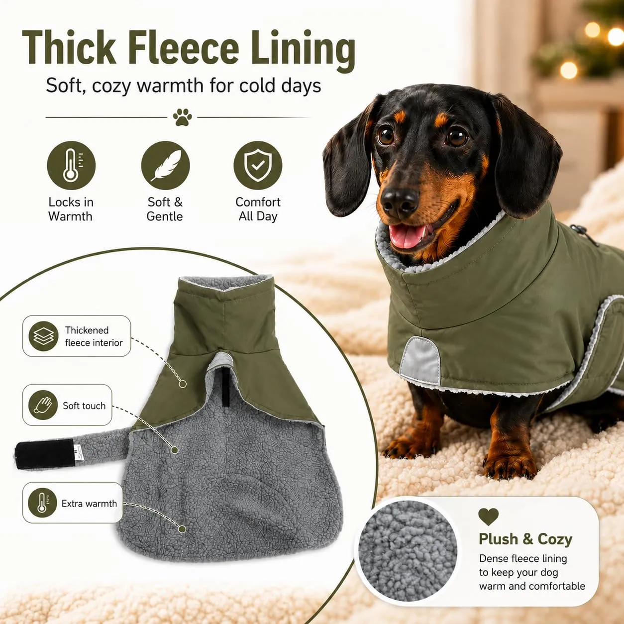 MOREZI Giacca Calda Per Cani Teckel, Abbigliamento Invernale Caldo Per Cani - immagine 2