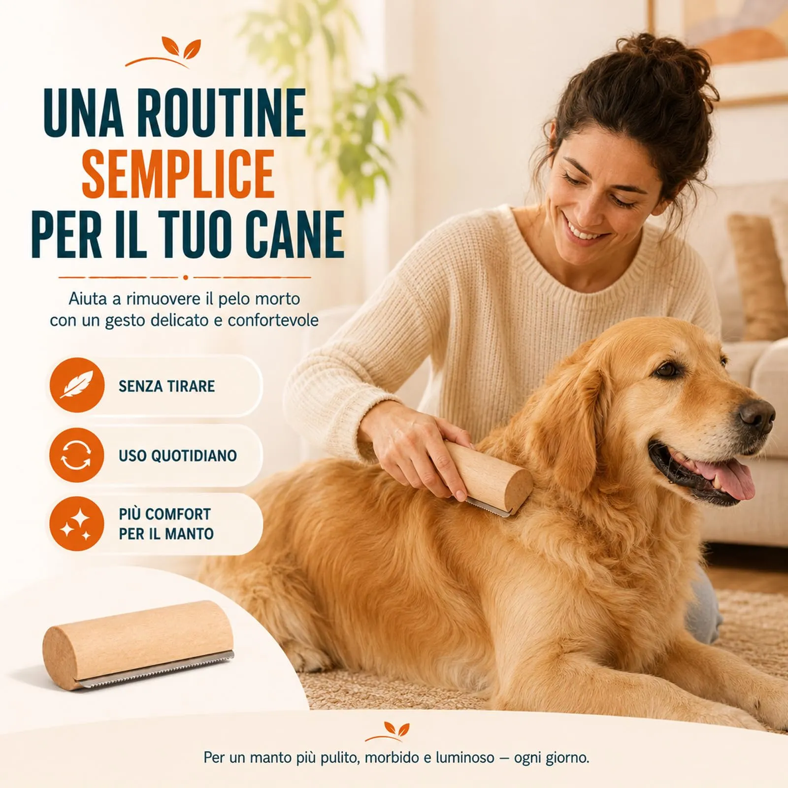 Spazzola Poileo Cane, Spazzola per Cani Rimuovi Sottopelo - immagine 2