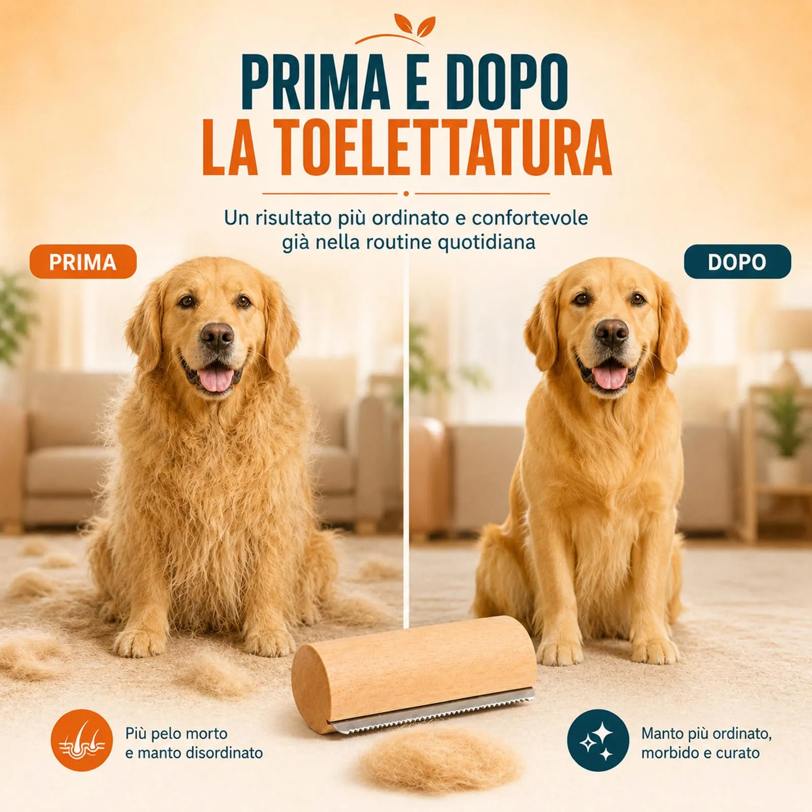 Spazzola Poileo Cane, Spazzola per Cani Rimuovi Sottopelo - immagine 4