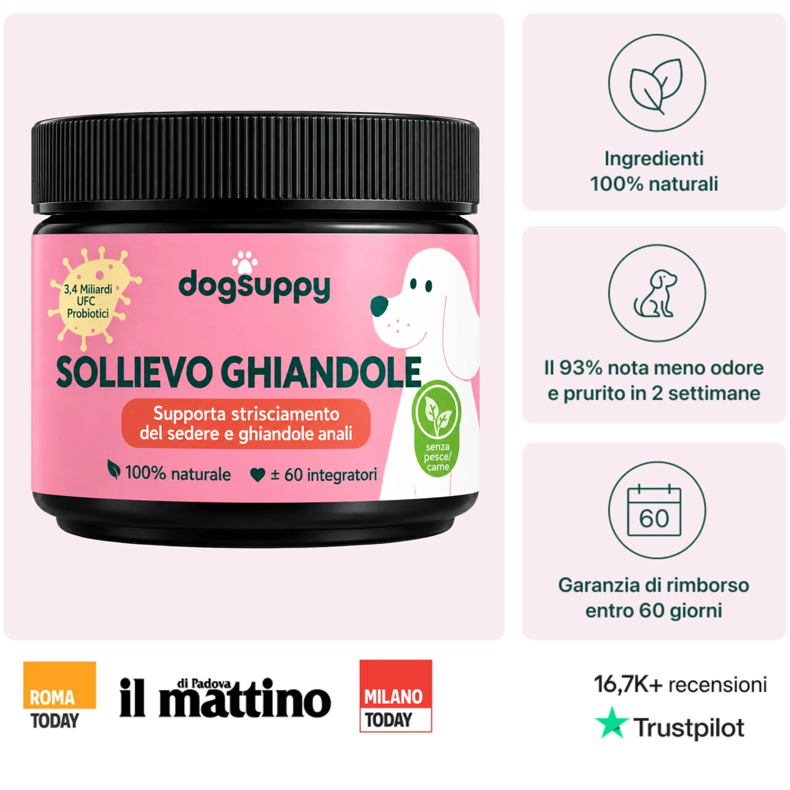 Sollievo Ghiandole - Odore di Pesce, Feci Molli, Perdite e Sedere a Terra - immagine 2