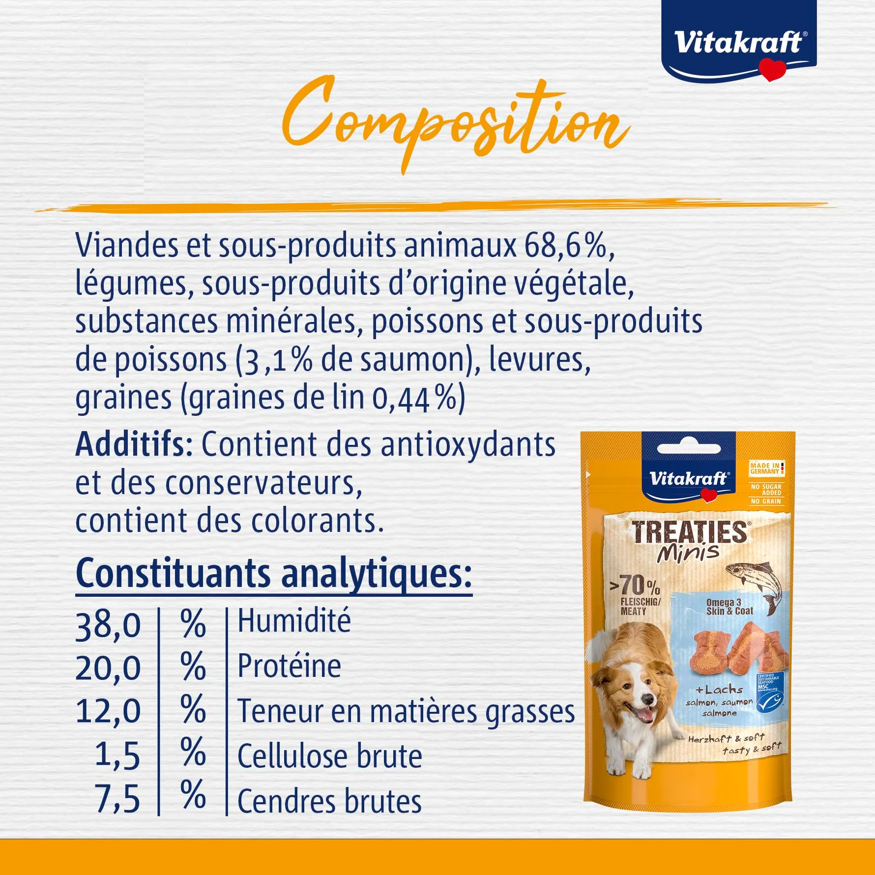 Vitakraft Treaties Minis, leccornie per cani, con salmone, omega 3, per l'addestramento, per premiare, in formato convenienza (8x 48g) - immagine 6