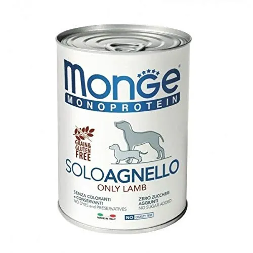 Monge Monoproteico Solo Agnello Alimento Umido per Cani 12 X 400gr - immagine 1