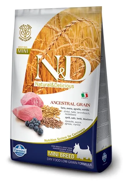 N&D ANCESTRAL GRAIN DOG LAMB, SPELT, OATS AND BLUEBERRY ADULT MINI 7KG - immagine 2