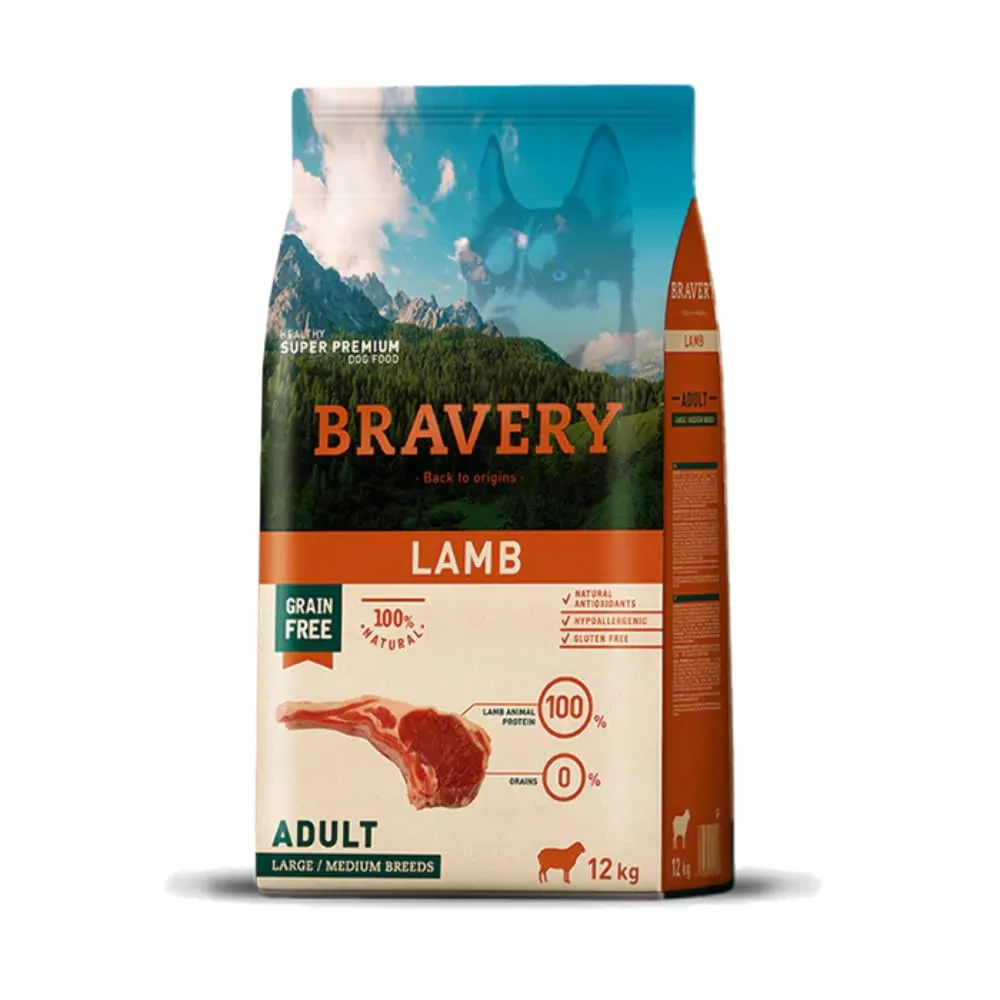 Bravery CROCCHETTE Agnello Cane Adulto Taglia Medium - Large - 12 kg - MONOPROTEICO,IPOALLERGENICO, 100% Naturale, 100% Grain Free - immagine 1