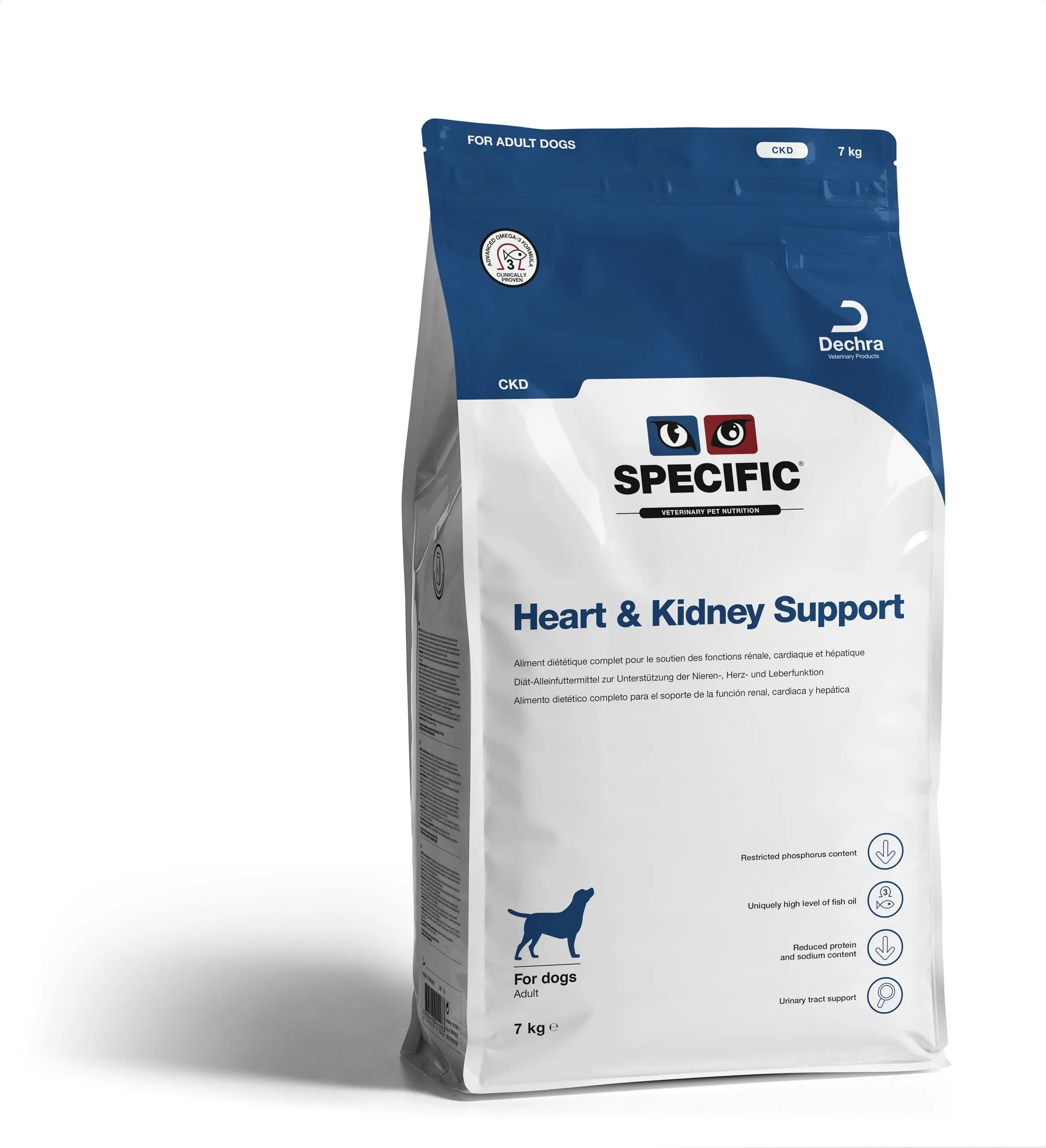 SPECIFIC® Heart & Kidney Support (CKD) 7 Kg - Cibo secco per cani adulti - Ridotto contenuto proteico per diminuire il carico di lavoro dei reni - Omega 3 - DECHRA Veterinary Products - - immagine 1