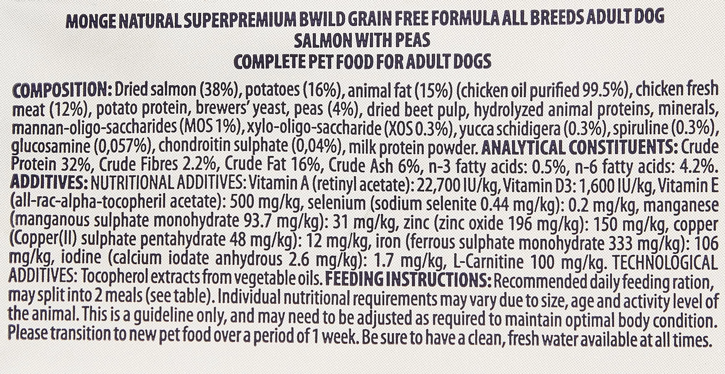 Monge BWILD ADULT SALMON AND PEAS, cibo per cani per tutte le razze (cibo secco per cani con salmone e piselli, cibo secco per cani con pochi cereali, ricco di fibre e vitamine, contenuto: 2,5 kg) - immagine 5