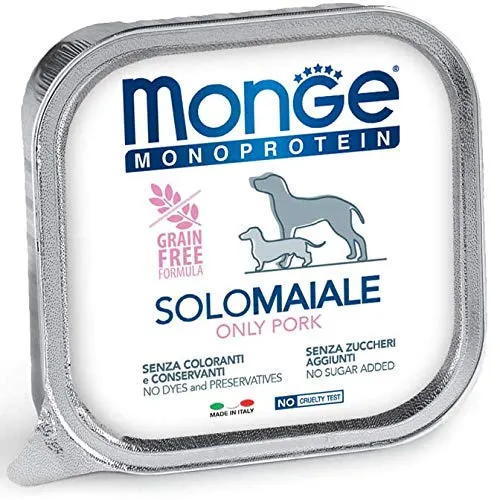 Monge Alimento Cibo Umido per Cani MONOPROTEICO 100% Maiale GR.150X24 - immagine 1