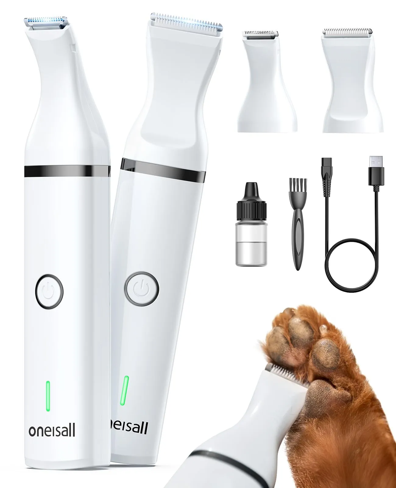 oneisall Tosatrice per cani Tosatrice a basso rumore Tosatrice per cani per gatti zampe, occhi, orecchie, viso, corpo (Bianco) - immagine 1