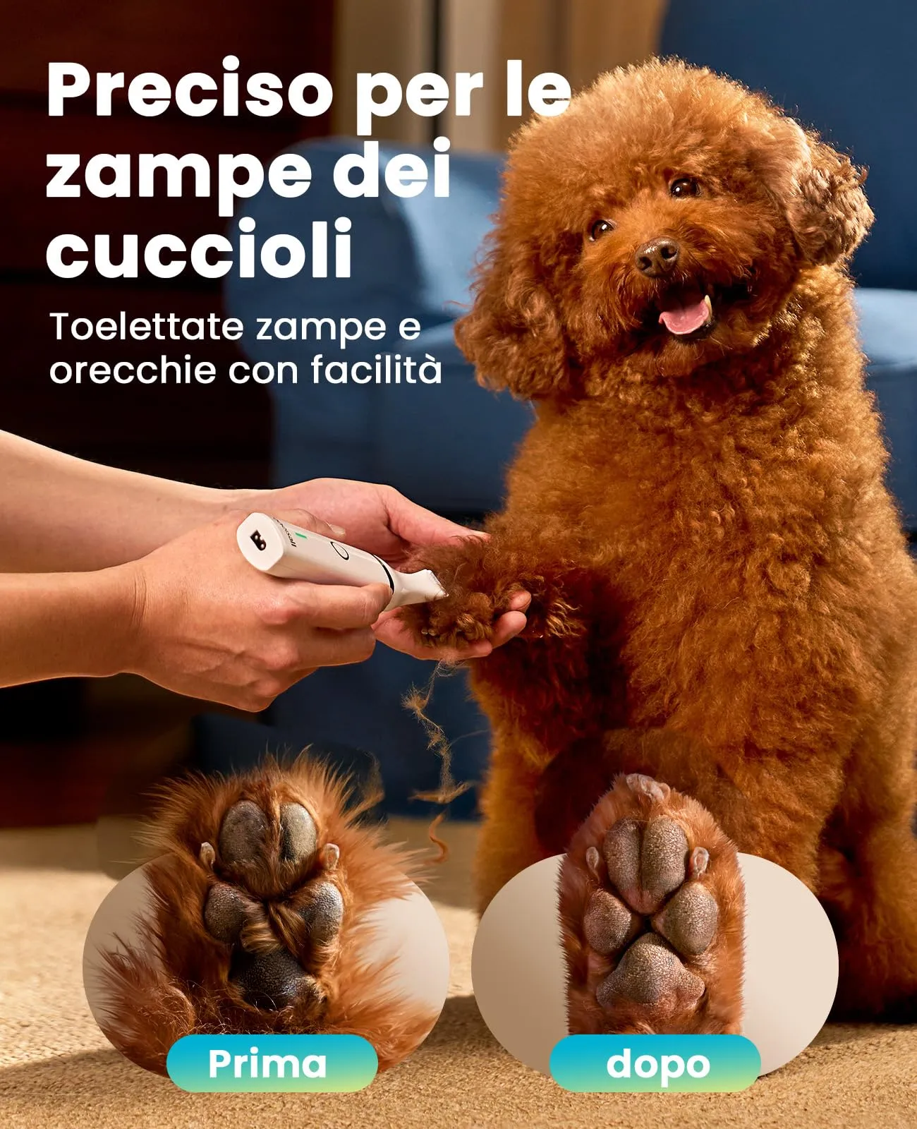 oneisall Tosatrice per cani Tosatrice a basso rumore Tosatrice per cani per gatti zampe, occhi, orecchie, viso, corpo (Bianco) - immagine 3