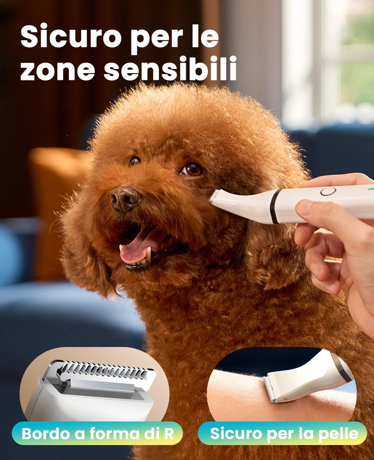oneisall Tosatrice per cani Tosatrice a basso rumore Tosatrice per cani per gatti zampe, occhi, orecchie, viso, corpo (Bianco) - immagine 4