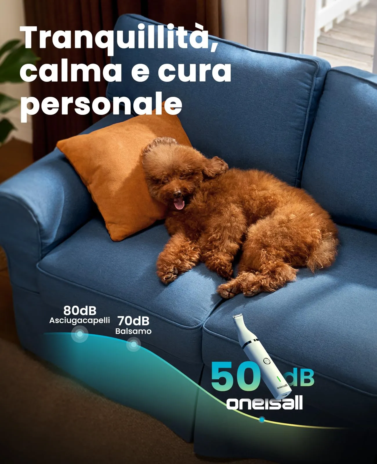 oneisall Tosatrice per cani Tosatrice a basso rumore Tosatrice per cani per gatti zampe, occhi, orecchie, viso, corpo (Bianco) - immagine 5