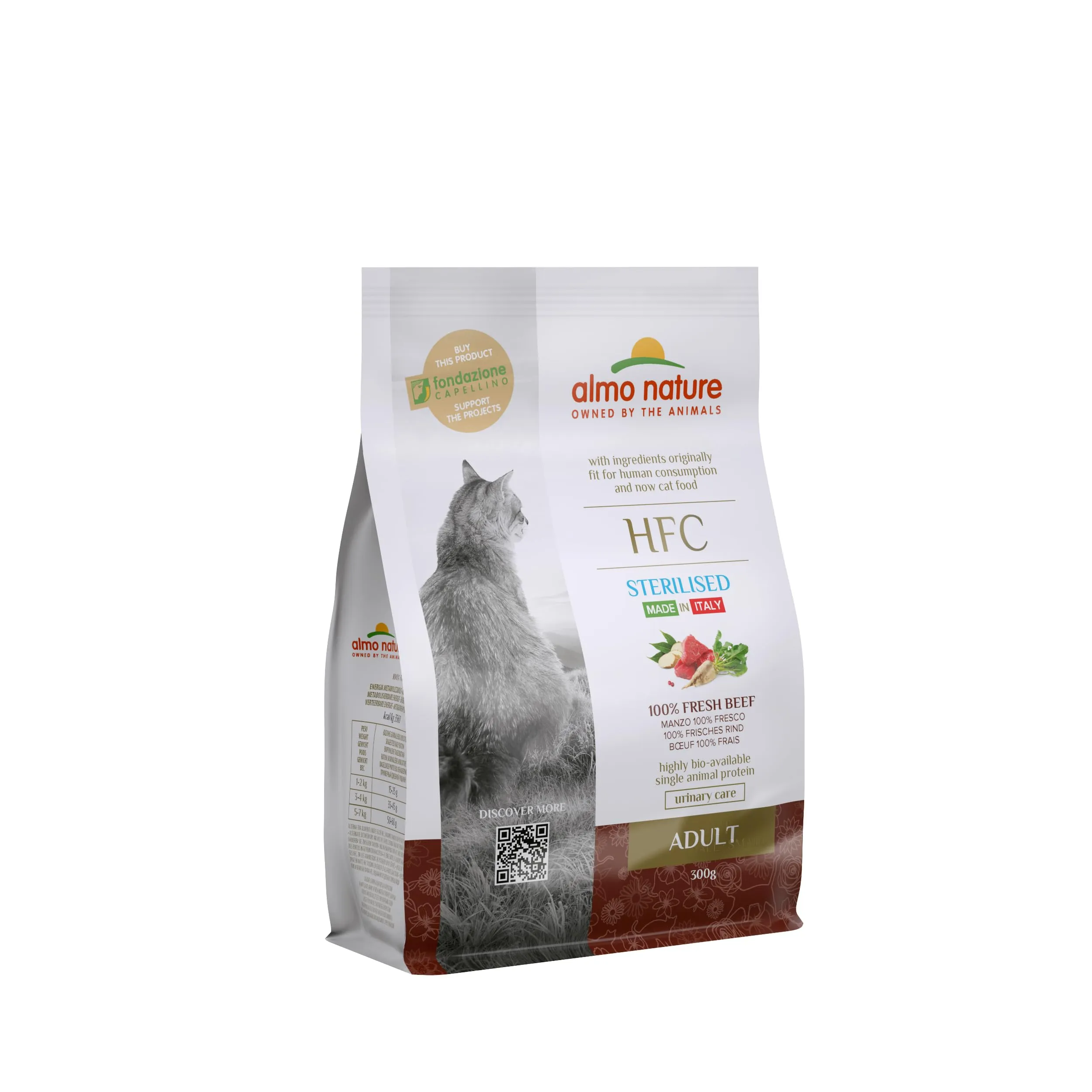 almo nature HFC Adult Sterilised, Crocchette per Gatti Adulti - Manzo Fresco - Sacco da 300 g - immagine 1