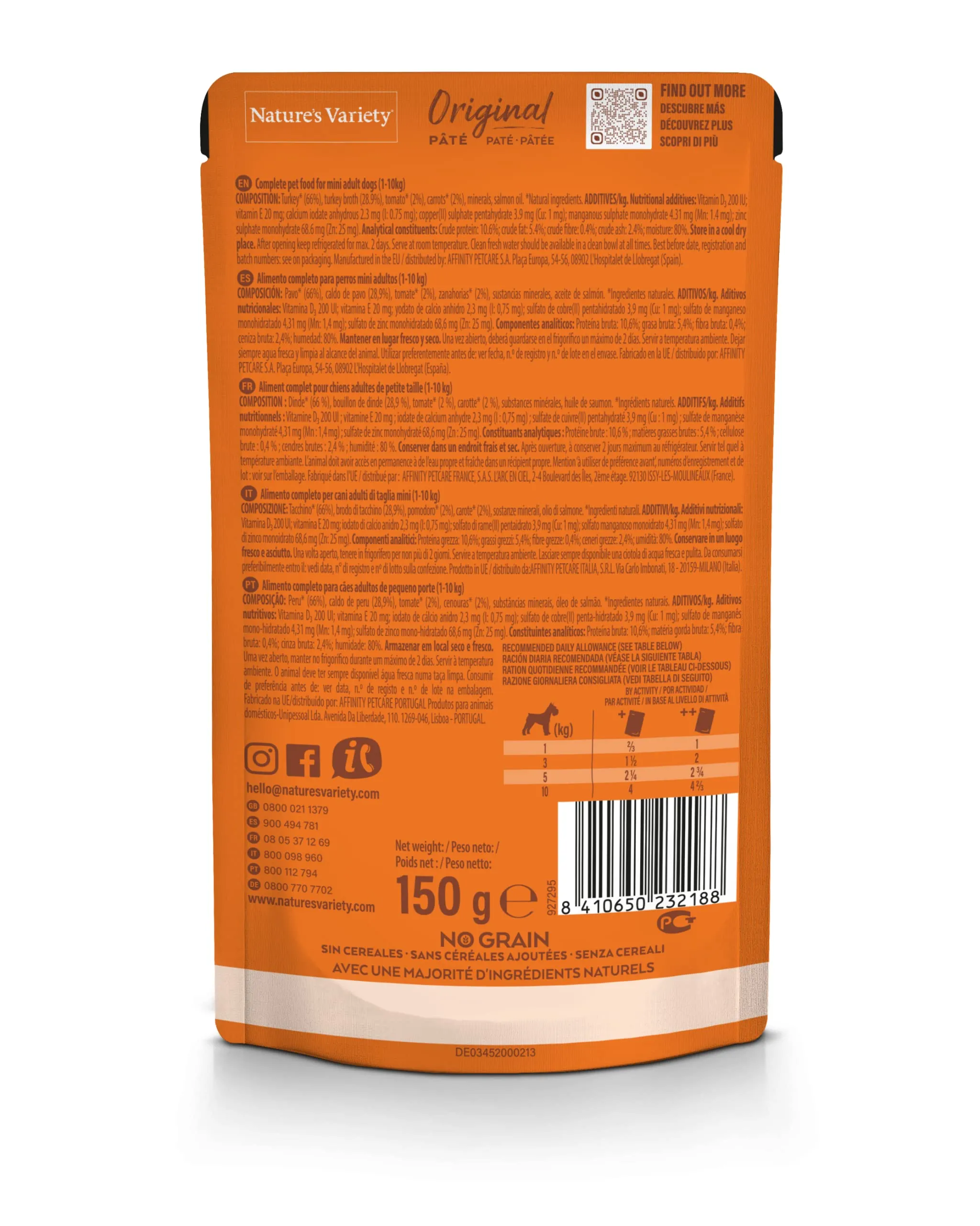 Nature's Variety Original No Grain Paté per Cani Adulti Mini con Tacchino 150 g x 8 - immagine 5