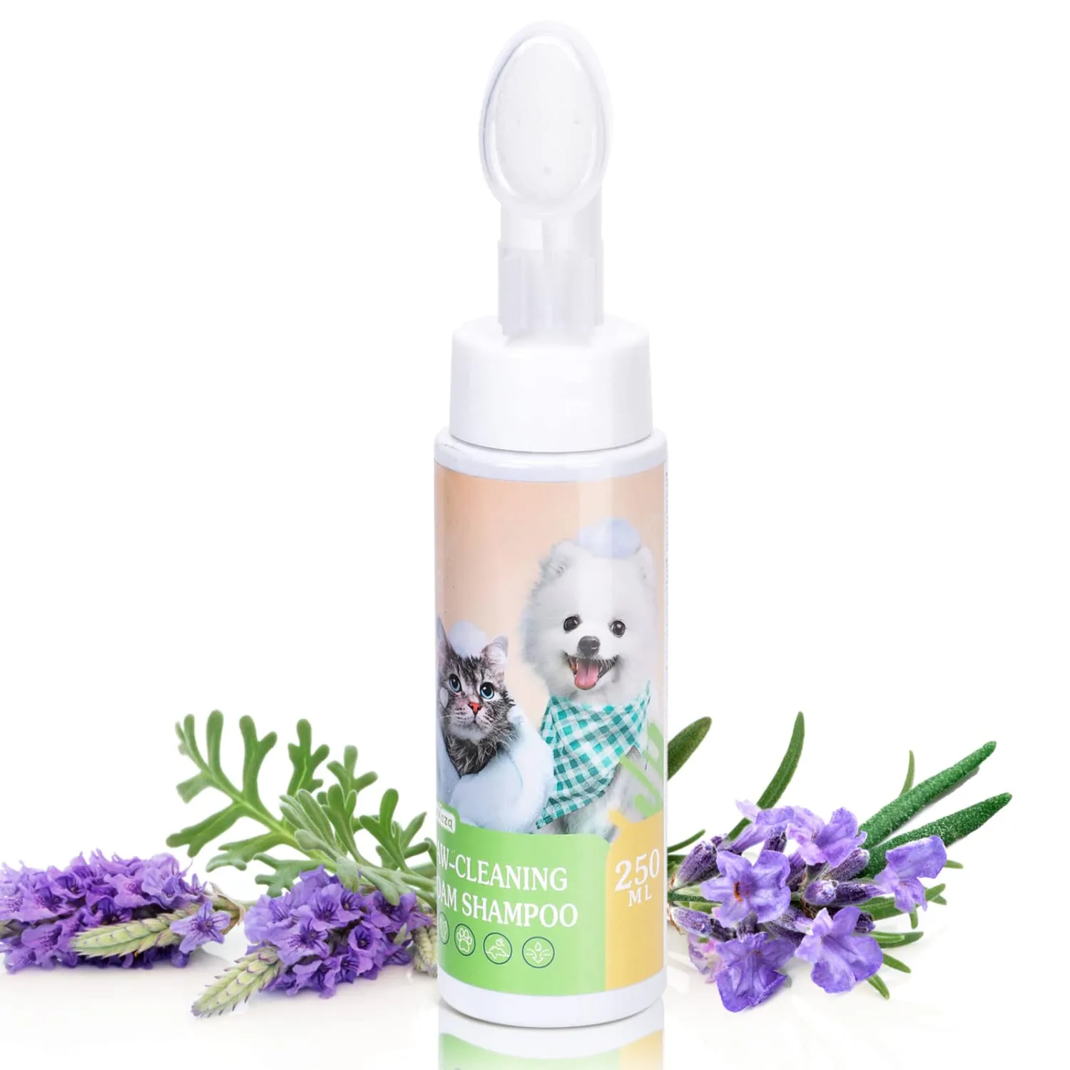 Nobleza Shampoo a Secco per Cani e Gatti e Coniglio,Dopo aver portato a spasso il cane, prima di andare a letto,Ipoallergenico Shampoo per Cuccioli di Gattino Con Profumo di Lavanda(250ml) - immagine 1